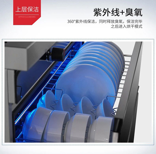 采用高浓度臭氧＋360°紫外线的消毒方式