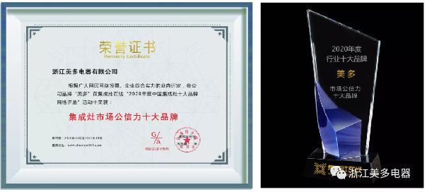 美多获得集成灶市场公信力十大品牌