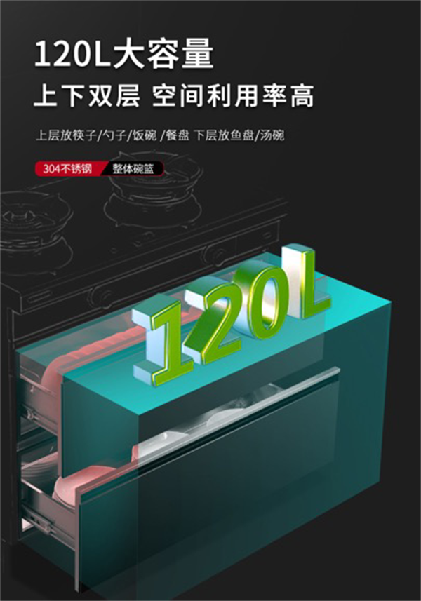 120L大容量布局，灵活存储